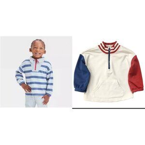 Cat & Jack boys fleece half-zip sweatshirt and stripe sweatshirt size 5T NWT